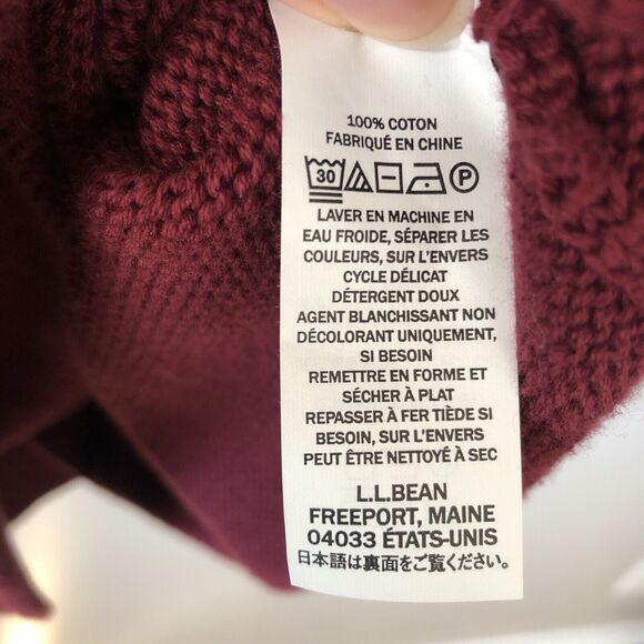 LL Bean Sweater Mens XL Maroon Mock Neck Quarter Zip Cotton Grandpa Cabin Preppy - Picture 8 of 10